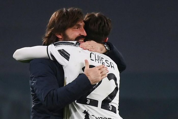 Andrea Pirlo (L) is in line for his first trophy as coach after his Juventus team made it though to the Italian Cup final