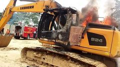 Galamsey excavator burnt
