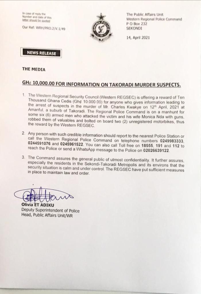 Police offer GHS10,000 bounty for information on perpetrators