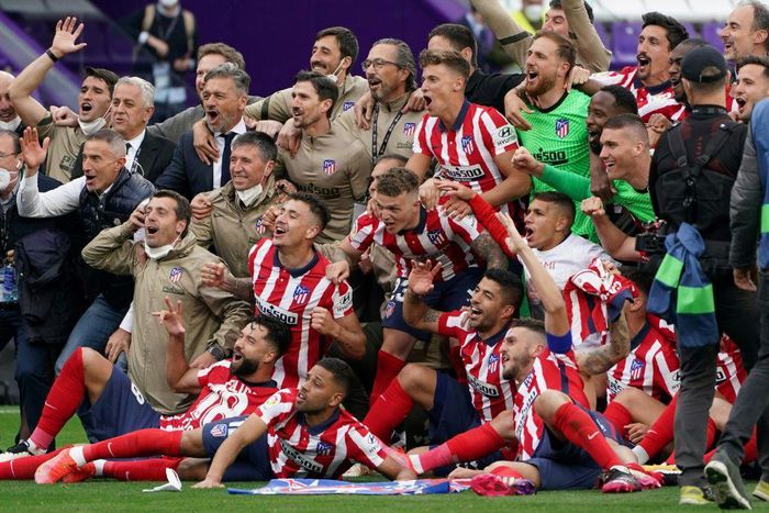 Kieran Trippier (centre) has been key to Atletico Madrid winning La Liga this season.
