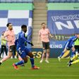 Kelechi Iheanacho (2L) scores the first of his three goals for Leicester City against Sheffield United at the weekend