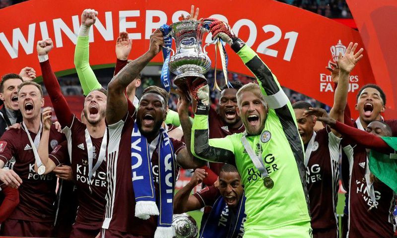 Leicester captain Kasper Schmeichel (centre, right) described winning the FA Cup as a dream come true