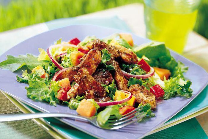 Grilled chicken and plantain salad