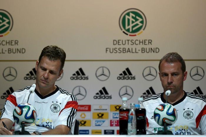 Germany team director Oliver Bierhoff (L) says Hansi Flick (R) is his favourite to be the next head coach of the national men's team