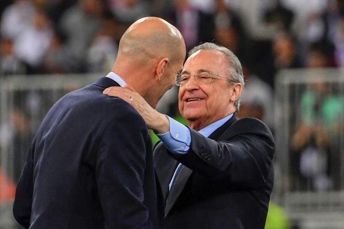 Real Madrid have won five Champions League titles with Perez (R) as president
