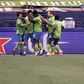 Irish defender Shane O'Neill, second from left, celebrates his goal with Seattle teammates as the Sounders defeated Dallas 1-0 on Tuesday in a Major League Soccer playoff quarter-final match