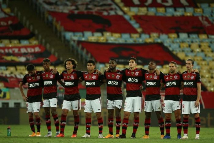 Unsupported: Flamengo faced Racing of Argentina in an empty Maracana Stadium in Rio in the Copa Libertadores and lost on penalties