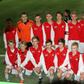 Photo taken on February 17, 2013, during a football tournament in Kristiansand shows Erling Braut Haaland (back row, R) posing next to fellow Bryne player Andrea Norheim