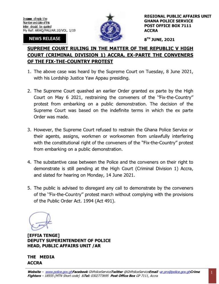 Police statement