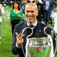 A little memory: Zinedine Zidane poses with the trophy after leading Real madrid to a third straight Champions League title in  2018