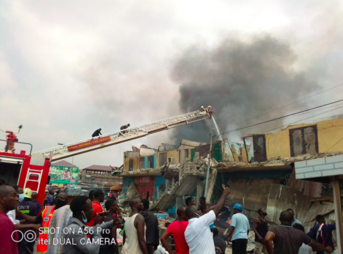 Several shops gutted by fire at Aboabo station