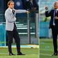 Italy coach Mancini (L) takes on Petkovic (R) in Rome