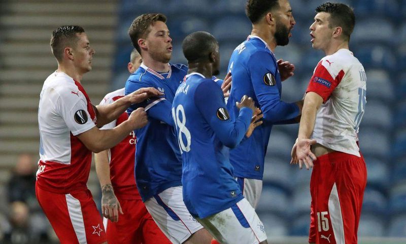 Kudela (R) was given a 10-match ban by UEFA for racially abusing Rangers player Glen Kamara