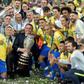 Brazilian President Jair Bolsonaro with the 2019 Copa America champions at the Maracana stadium