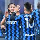 Inter Milan defender Matteo Darmian (L) celebrates his winner against Cagliari.