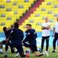 France coach Didier Deschamps (centre, left) oversees training in Munich on Monday
