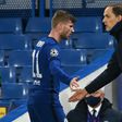 Chelsea coach Thomas Tuchel with Timo Werner during their Champions League semi-final win over Real Madrid on Wednesday