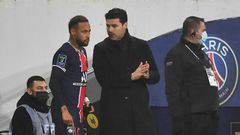 Mauricio Pochettino (C) could risk losing Neymar for a key clash against Lille if the Brazilian is forced to quarantine following the international break
