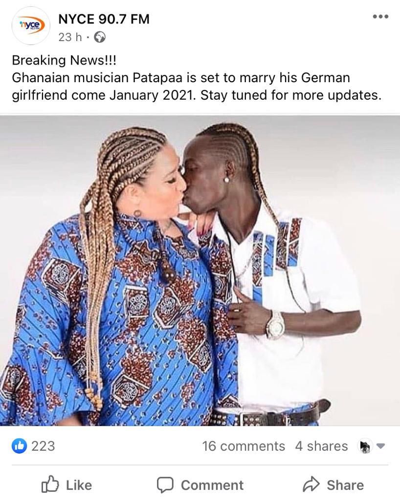 Patapaa set to marry