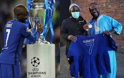 Ghanaian presents customised smock to N’Golo Kante after Chelsea’s Champions League victory