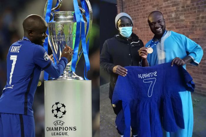 Ghanaian presents customised smock to N’Golo Kante after Chelsea’s Champions League victory