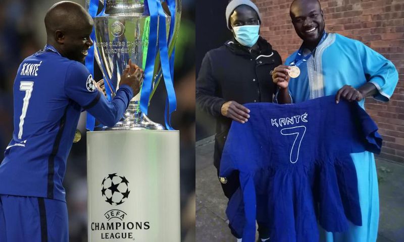 Ghanaian presents customised smock to N’Golo Kante after Chelsea’s Champions League victory