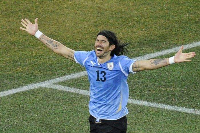 Sebastian Abreu converted the winning spot kick when Uruguay beat Ghana in a  2010 World Cup quarter-final
