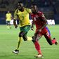 Shalulile (R) playing for Namibia against South Africa in the 2019 Africa Cup of Nations in Egypt