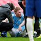 De Bruyne down: Kevin De Bruyne (centre)had to be replaced with an ankle injury during Manchester City's FA Cup semi-final against Chelsea