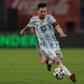 Argentina captain Lionel Messi scored a penalty and hit the woodwork with a freekick but was denied three times by fine saves from Chile goalkeeper Claudio Bravo