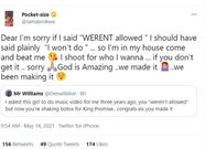 Dee Wills and video vixen exchange on Twitter