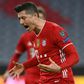 Robert Lewandowski celebrates converting Bayern Munich's first-half penalty against Lazio on Wednesday