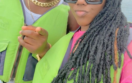 Stonebwoy and Luoisa on a weekend getaway with their family