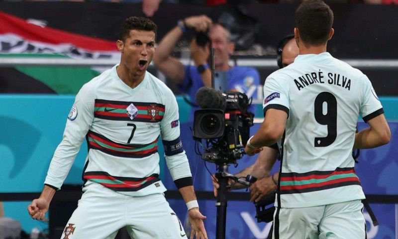 Ronaldo celebrates his record-breaking 10th European Championship goal