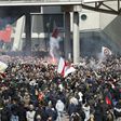 Ajax supporters gathered outside the Johan Cruyjff Arena as  their team clinched  the Dutch Eredivisie