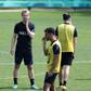 Frenkie de Jong (C) training with the Dutch team at their base this week