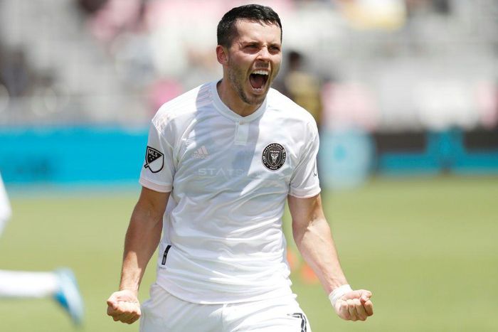 Lewis Morgan Inter Miami CF celebrates after scoring the equalizer in Miami's 1-1 MLS draw with Atlanta United