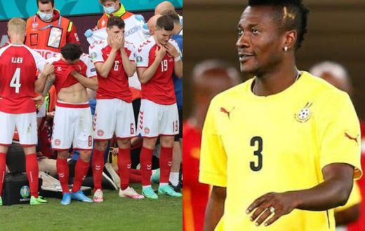 Asamoah Gyan sends well wishes to Christian Erikson as Danish star collapses