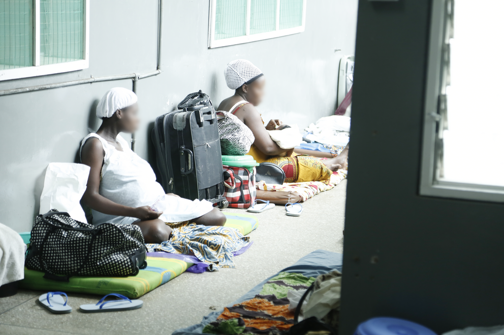 Women on the floor in hospital