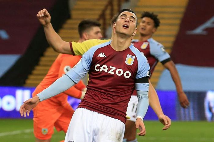 Aston Villa forward Anwar El Ghazi reacts after missing a chance against Burnley