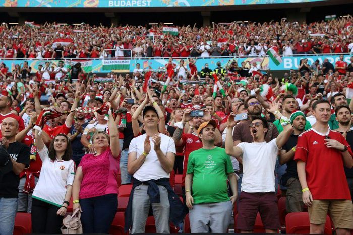 Hungary supporters fill up the Puskas Arena for Tuesday's Euro 2020 match against Portugal
