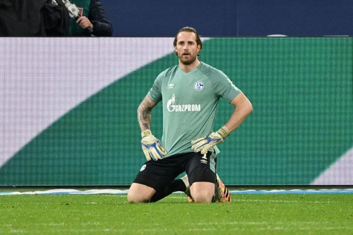 Schalke goalkeeper Ralf Faehrmann was powerless to prevent Freiburg winger Roland Sallai scoring two second-half goals
