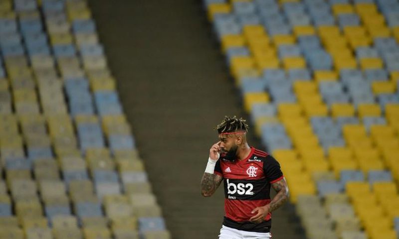 Brazilian striker Gabriel "Gabigol" Barbosa (pictured June 2020) was arrested at a large gathering in the rich Vila Olimpia neighborhood of Sao Paulo