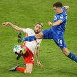 No way through: Leipzig midfielder Kevin Kampl (left) tussles with Hoffenheim's Christoph Baumgartner