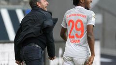 Bayern Munich head coach Hansi Flick (L) is demanding his side bounce back against Lazio after poor recent results