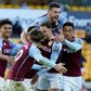 Aston Villa celebrate their win at Wolves