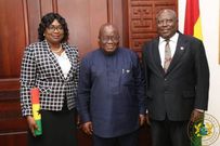 Martin Amidu with Nana Addo and Cynthia Lamptey