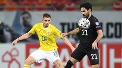 Ilkay Gundogan (R) is set to captain Germany against North Macedonia on Wednesday in a World Cup qualifier