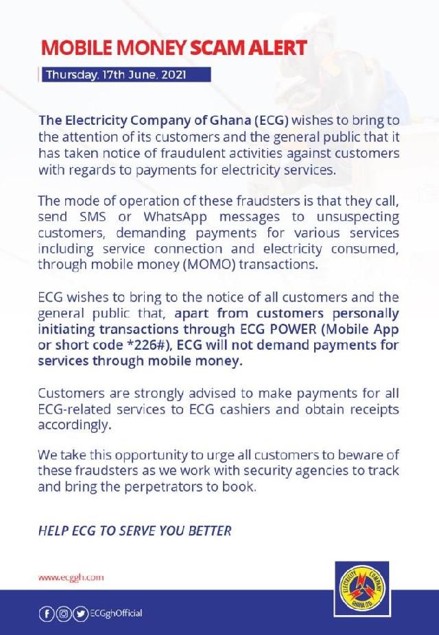 Beware of MoMo fraudsters – ECG warns