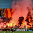Esperance of Tunisia supporters light flares during the first leg of a CAF Champions League semi-final against Al Ahly of Egypt in Rades on Saturday.